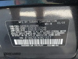 2019 Subaru WRX STI with VIN JF1VA2S67K9821617, listed as a IAAI auction lot 41480430 with 26,784 mi miles. Bid and sale history available at carsss.com. Image 9.