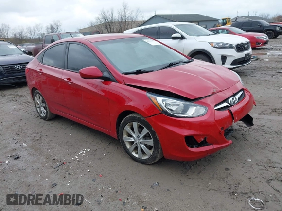 2013 Hyundai Accent GLS with VIN KMHCU4AE7DU461600, listed as a IAAI auction lot 42019159 with 53,452 mi miles. Bid and sale history available at carsss.com. Image 1.