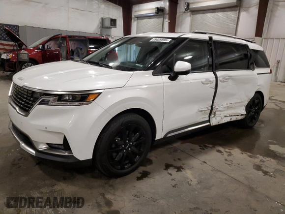 2023 Kia Carnival SX with VIN KNDNE5H35P6215786, listed as a Copart auction lot 89409995 with 34,924 mi miles and Salvage Title. Bid and sale history available at carsss.com. Image 1.
