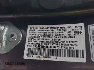 2011 Honda CR-V SE with VIN 5J6RE4H40BL003273, listed as a IAAI auction lot 41237931 with 218,624 mi miles. Bid and sale history available at carsss.com. Image 9.