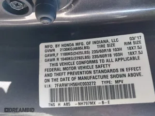 2017 Honda CR-V EX with VIN 7FARW1H56HE003272, listed as a IAAI auction lot 41375259 with 102,169 mi miles. Bid and sale history available at carsss.com. Image 9.