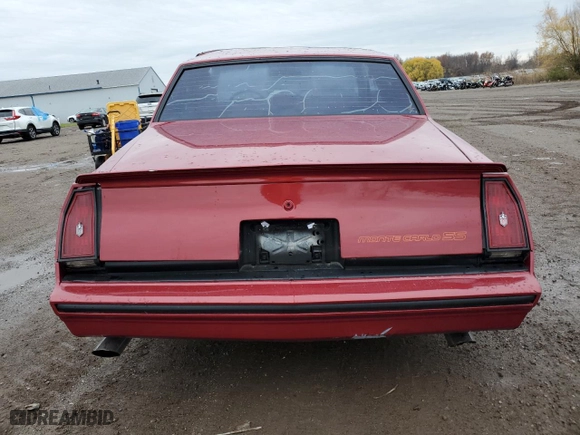 1986 Chevrolet Monte Carlo Sport SS with VIN 1G1GZ37G9GR168453, listed as a Copart auction lot 82286584 with 16,546 mi miles and Salvage Title. Bid and sale history available at carsss.com. Image 6.