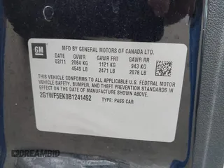 2011 Chevrolet Impala LS Fleet with VIN 2G1WF5EK0B1241492, listed as a IAAI auction lot 41831448 with 311,904 mi miles and . Bid and sale history available at DreamBid. Image 9.