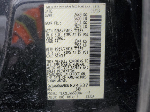 2013 Nissan Xterra S с VIN 5N1AN0NW9DN824537, выставлен на аукционе Copart как лот 47961455 с пробегом 118 786 миль миль и Списание • Salvage title. История ставок и продаж доступна на DreamBid. Изображение 14.