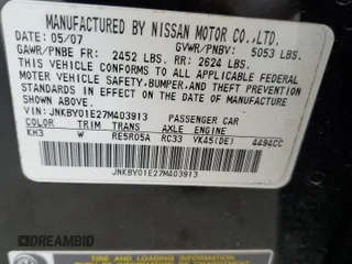 2007 Infiniti M45 Sdn with VIN JNKBY01E27M403913, listed as a Copart auction lot 65448104 with 179,921 mi miles and Salvage Title. Bid and sale history available at carsss.com. Image 12.