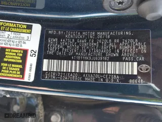 2018 Toyota Camry LE with VIN 4T1B11HK9JU639162, listed as a IAAI auction lot 41967207 with 82,444 mi miles. Bid and sale history available at carsss.com. Image 9.