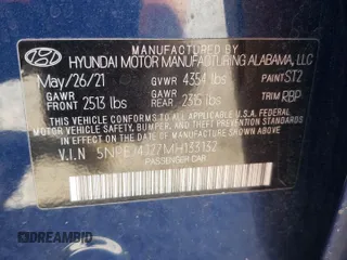 2021 Hyundai Sonata SEL Plus with VIN 5NPEJ4J27MH133132, listed as a Copart auction lot 50232035 with 88,306 mi miles and Salvage Title. Bid and sale history available at DreamBid. Image 15.