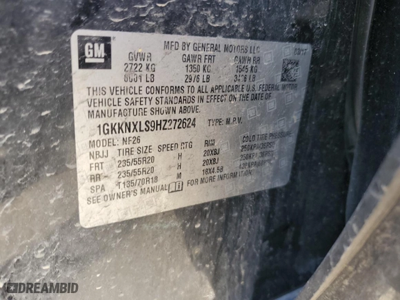2017 GMC Acadia Denali with VIN 1GKKNXLS9HZ272624, listed as a Copart auction lot 45777535 with 174,351 mi miles and Salvage Title. Bid and sale history available at carsss.com. Image 15.