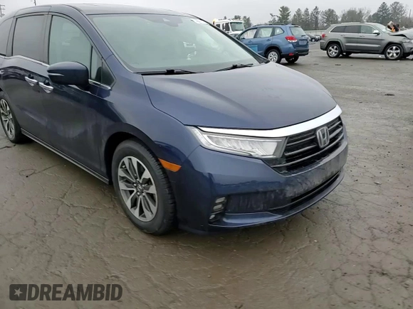 2021 Honda Odyssey EX-L with VIN 5FNRL6H70MB011669, listed as a Copart auction lot 43685815 with 77,542 mi miles and Salvage Title. Bid and sale history available at DreamBid. Image 12.