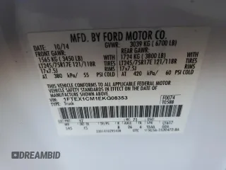 2014 Ford F-150 XL with VIN 1FTEX1CM1EKG08353, listed as a Copart auction lot 53927355 with 82,661 mi miles and Salvage Title. Bid and sale history available at carsss.com. Image 13.