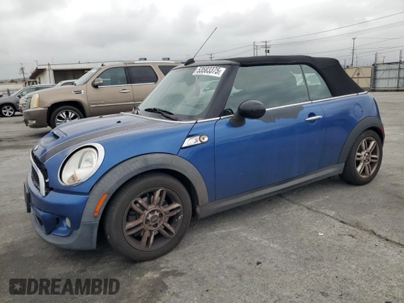 2012 MINI Convertible S with VIN WMWZP3C55CT250815, listed as a Copart auction lot 53583375 with 118,112 mi miles and Salvage title. Bid and sale history available at DreamBid. Image 1.