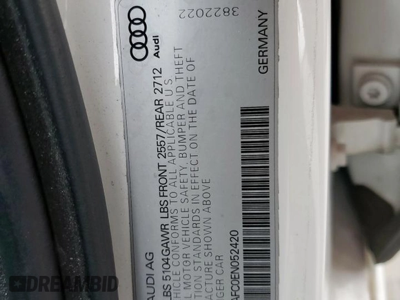 2014 Audi A6 Premium Plus z VIN WAUGFAFC0EN052420, wystawiony jako Copart lot #48818645 z przebiegiem 123 630 mil mil oraz Szkoda całkowita • Salvage title. Historia ofert i sprzedaży dostępna na DreamBid. Obrazek 13.