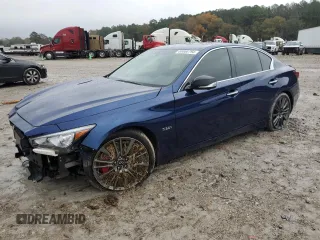 2018 Infiniti Q50 Red Sport 400 with VIN JN1FV7AP2JM461407, listed as a Copart auction lot 83860794 with 32,743 mi miles and Salvage Title. Bid and sale history available at DreamBid. Image 1.