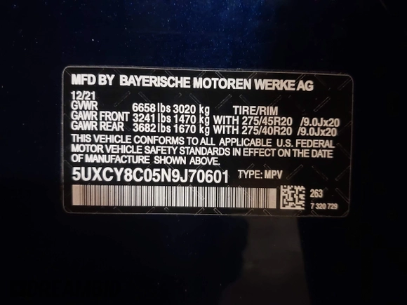 2022 BMW X6 M50i z VIN 5UXCY8C05N9J70601, wystawiony jako IAAI lot #42344397 z przebiegiem 49 085 mil mil oraz . Historia ofert i sprzedaży dostępna na DreamBid. Obrazek 9.