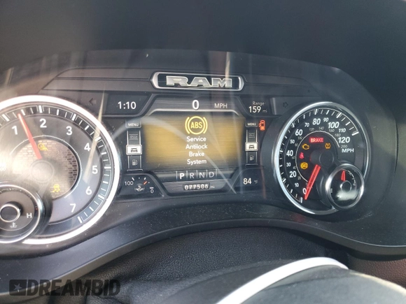 2019 Ram 1500 Big Horn z VIN 1C6SRFFT0KN765743, wystawiony jako Copart lot #46337635 z przebiegiem 77 506 mil mil oraz Szkoda całkowita • Salvage title. Historia ofert i sprzedaży dostępna na DreamBid. Obrazek 9.
