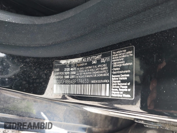 2011 Mercedes-Benz C 300 Sport with VIN WDDGF8BB4BR174653, listed as a IAAI auction lot 42524528 with 157,448 mi miles and . Bid and sale history available at DreamBid. Image 9.