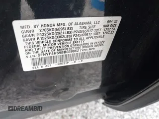 2011 Honda Pilot EX-L with VIN 5FNYF4H59BB039862, listed as a IAAI auction lot 42048218 with 174,102 mi miles and . Bid and sale history available at carsss.com. Image 9.