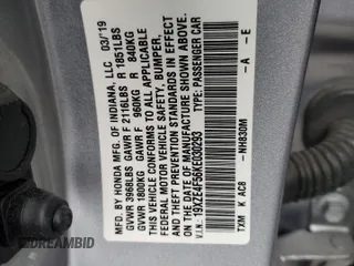 2019 Honda Insight EX with VIN 19XZE4F56KE030293, listed as a Copart auction lot 53173455 with 196,656 mi miles and Salvage Title. Bid and sale history available at carsss.com. Image 12.
