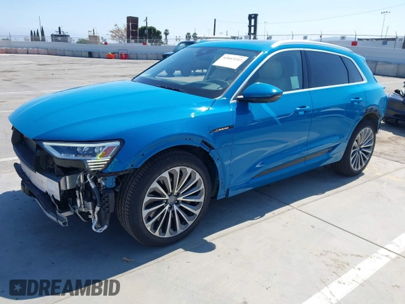 2019 Audi e-tron Prestige with VIN WA1VABGE1KB020498, listed as a IAAI auction lot 42663242 with 46,258 mi miles and . Bid and sale history available at DreamBid. Image 24.