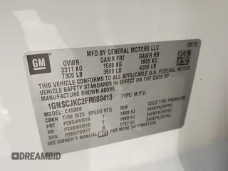 2015 Chevrolet Suburban LT with VIN 1GNSCJKC2FR680413, listed as a IAAI auction lot 41634666 with 127,175 mi miles and . Bid and sale history available at DreamBid. Image 9.