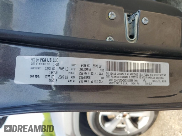 2019 Jeep Cherokee Limited with VIN 1C4PJMDX1KD103899, listed as a Copart auction lot 60519925 with 88,796 mi miles and Clean title. Bid and sale history available at DreamBid. Image 13.