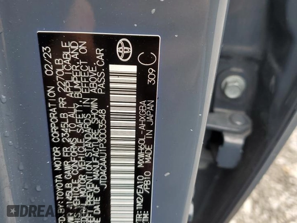 2023 Toyota Prius LE z VIN JTDACAAU1P3003548, wystawiony jako Copart lot #55927825 z przebiegiem 42 880 mil mil oraz Szkoda całkowita • Salvage title. Historia ofert i sprzedaży dostępna na DreamBid. Obrazek 12.