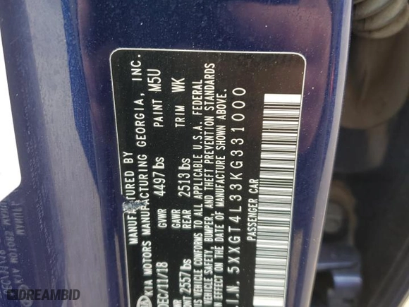 2019 Kia Optima S with VIN 5XXGT4L33KG331000, listed as a Copart auction lot 47953965 with 89,663 mi miles and Salvage Title. Bid and sale history available at carsss.com. Image 12.