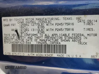 2015 Toyota Tacoma z VIN 5TFUX4EN6FX031844, wystawiony jako Copart lot #60068045 z przebiegiem 125 318 mil mil oraz Czysty tytuł • Clean title. Historia ofert i sprzedaży dostępna na DreamBid. Obrazek 12.