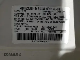2010 Infiniti G37 Sedan Journey with VIN JN1CV6AP5AM402025, listed as a Copart auction lot 48715355 with 190,269 mi miles and Salvage Title. Bid and sale history available at carsss.com. Image 12.