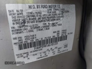 2010 Ford Taurus Limited with VIN 1FAHP2FW1AG101231, listed as a IAAI auction lot 41649972 with 75,147 mi miles. Bid and sale history available at carsss.com. Image 9.