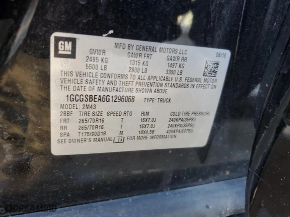 2016 Chevrolet Colorado 2WD WT with VIN 1GCGSBEA6G1296068, listed as a Copart auction lot 88871955 with 100,924 mi miles and Salvage Title. Bid and sale history available at carsss.com. Image 13.
