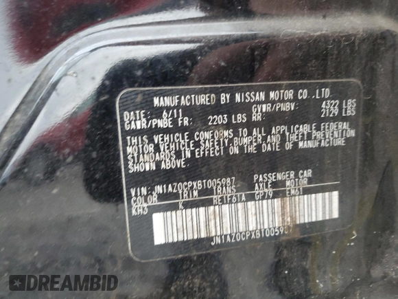2011 Nissan LEAF SL with VIN JN1AZ0CPXBT005987, listed as a Copart auction lot 84307824 with 154,839 mi miles and Salvage Title. Bid and sale history available at carsss.com. Image 14.