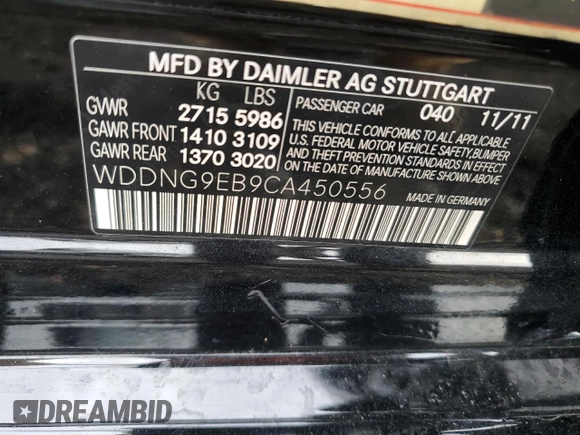 2012 Mercedes-Benz S 550 z VIN WDDNG9EB9CA450556, wystawiony jako Copart lot #53244175 z przebiegiem 120 283 mil mil oraz Szkoda całkowita • Salvage title. Historia ofert i sprzedaży dostępna na DreamBid. Obrazek 12.