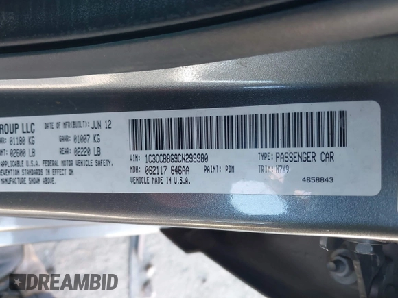 2012 Chrysler 200 Touring with VIN 1C3CCBBG9CN299980, listed as a IAAI auction lot 41689514 with 122,819 mi miles and . Bid and sale history available at carsss.com. Image 9.