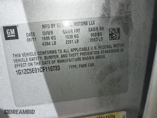 2012 Chevrolet Malibu LT w/1LT with VIN 1G1ZC5E01CF110733, listed as a IAAI auction lot 41966258 with 194,279 mi miles. Bid and sale history available at carsss.com. Image 9.