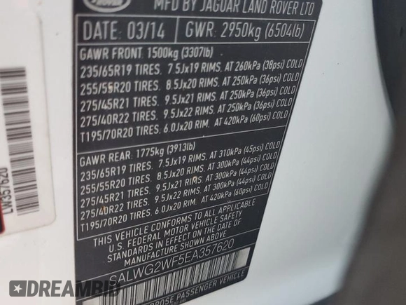 2014 Land Rover Range Rover Sport SE with VIN SALWG2WF5EA357620, listed as a Copart auction lot 87009774 with 166,876 mi miles and Clean Title. Bid and sale history available at carsss.com. Image 13.