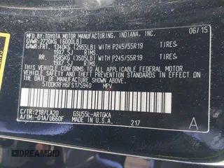 2015 Toyota Highlander Limited with VIN 5TDDKRFH6FS175940, listed as a IAAI auction lot 41933412 with 195,127 mi miles and . Bid and sale history available at DreamBid. Image 9.