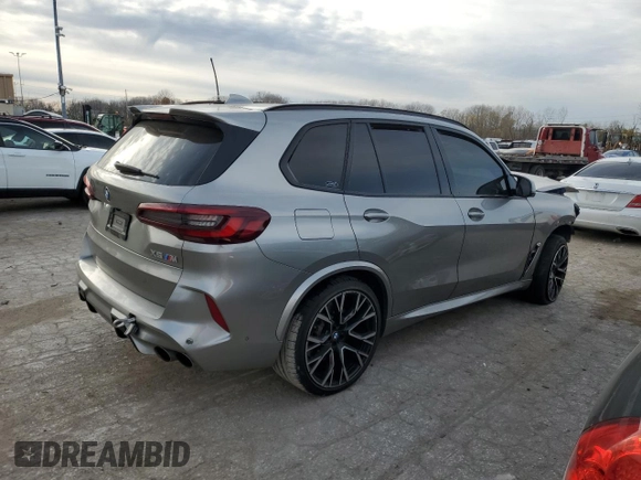 2021 BMW X5 M z VIN 5YMJU0C04M9F64315, wystawiony jako Copart lot #82029464 z przebiegiem Nie podano mil oraz Szkoda całkowita • Salvage title. Historia ofert i sprzedaży dostępna na DreamBid. Obrazek 3.