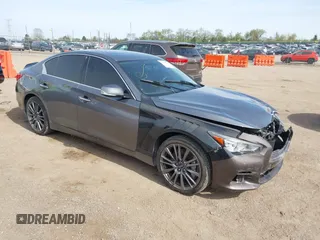 2016 Infiniti Q50 3.0t Red Sport 400 with VIN JN1FV7AR8GM451720, listed as a IAAI auction lot 42163857 with 122,158 mi miles. Bid and sale history available at carsss.com. Image 1.