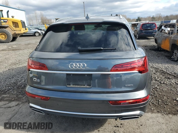 2022 Audi Q5 S line Prestige with VIN WA1FAAFY5N2005758, listed as a Copart auction lot 44140635 with 30,765 mi miles and Salvage title. Bid and sale history available at DreamBid. Image 6.