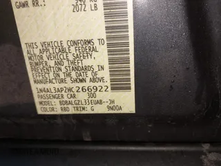 2017 Nissan Altima SV with VIN 1N4AL3AP2HC266922, listed as a IAAI auction lot 41876597 with 60,837 mi miles and . Bid and sale history available at carsss.com. Image 9.