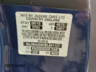 2011 Jaguar XK with VIN SAJWA4GB9BLB41127, listed as a Copart auction lot 75502694 with 0 mi miles and Salvage Title. Bid and sale history available at carsss.com. Image 13.