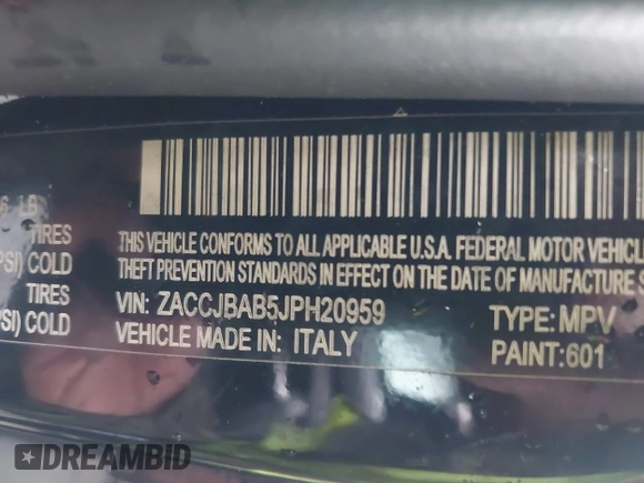 2018 Jeep Renegade Sport z VIN ZACCJBAB5JPH20959, wystawiony jako IAAI lot #42209178 z przebiegiem 133 004 mil mil oraz . Historia ofert i sprzedaży dostępna na DreamBid. Obrazek 9.