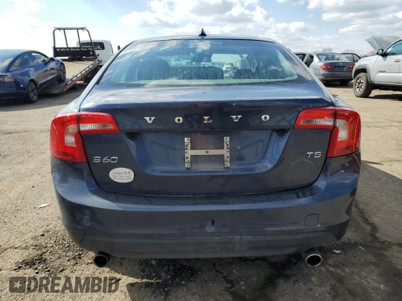 2013 Volvo S60 T5 Premier with VIN YV1612FS5D1218067, listed as a Copart auction lot 46903005 with 61,668 mi miles and Salvage title. Bid and sale history available at DreamBid. Image 6.