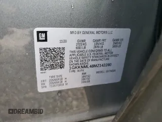 2021 GMC Acadia SLT with VIN 1GKKNML48MZ142280, listed as a Copart auction lot 72833214 with 57,237 mi miles and Salvage Title. Bid and sale history available at DreamBid. Image 15.