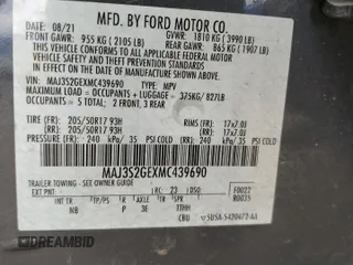 2021 Ford EcoSport SE with VIN MAJ3S2GEXMC439690, listed as a Copart auction lot 47822895 with 8,869 mi miles and Salvage Title. Bid and sale history available at carsss.com. Image 15.