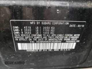 2019 Subaru Legacy Limited with VIN 4S3BNAN62K3028946, listed as a Copart auction lot 48741803 with 84,090 mi miles. Bid and sale history available at carsss.com. Image 12.