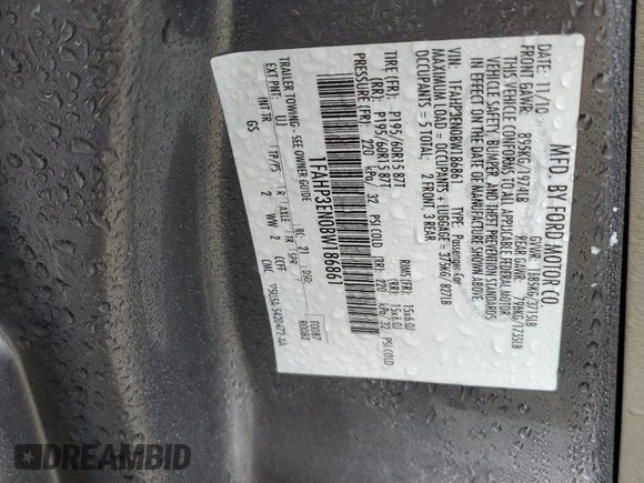 2011 Ford Focus S with VIN 1FAHP3EN0BW186861, listed as a Copart auction lot 86103534 with 191,383 mi miles and Salvage Title. Bid and sale history available at carsss.com. Image 15.