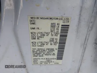 2020 Nissan NV Cargo SV with VIN 1N6AF0LY4LN803404, listed as a IAAI auction lot 41832842 with 102,905 mi miles and . Bid and sale history available at DreamBid. Image 9.