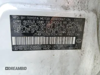 2014 Lexus IS 250 with VIN JTHBF1D22E5024186, listed as a Copart auction lot 61187265 with 261,266 mi miles and Salvage title. Bid and sale history available at DreamBid. Image 12.